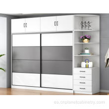 Muebles de armario modular de puerta corredera blanca 2 abierta